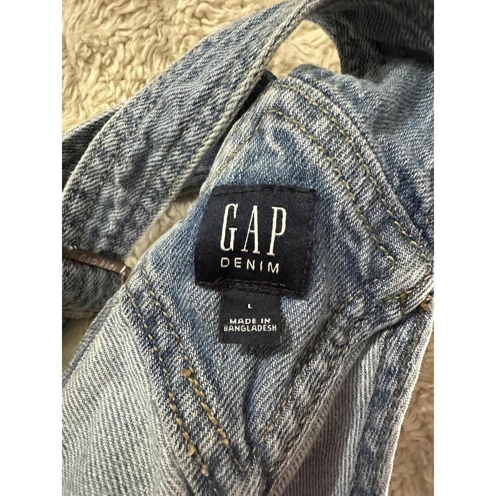 GAP Kids distressed denim cuffed short overalls/shortalls Size Large (10-11) - Picture 2 of 11